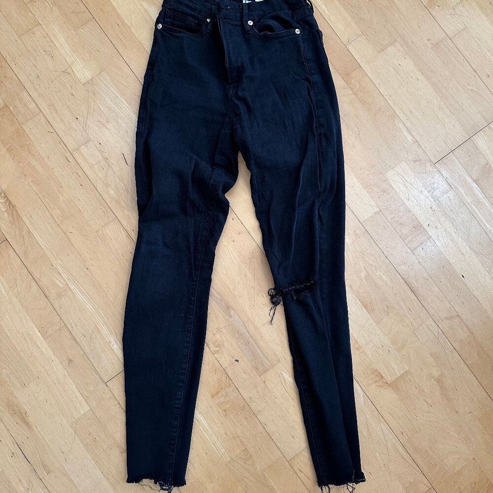Good American Good Waist Black Skinny Jeans | Size 0